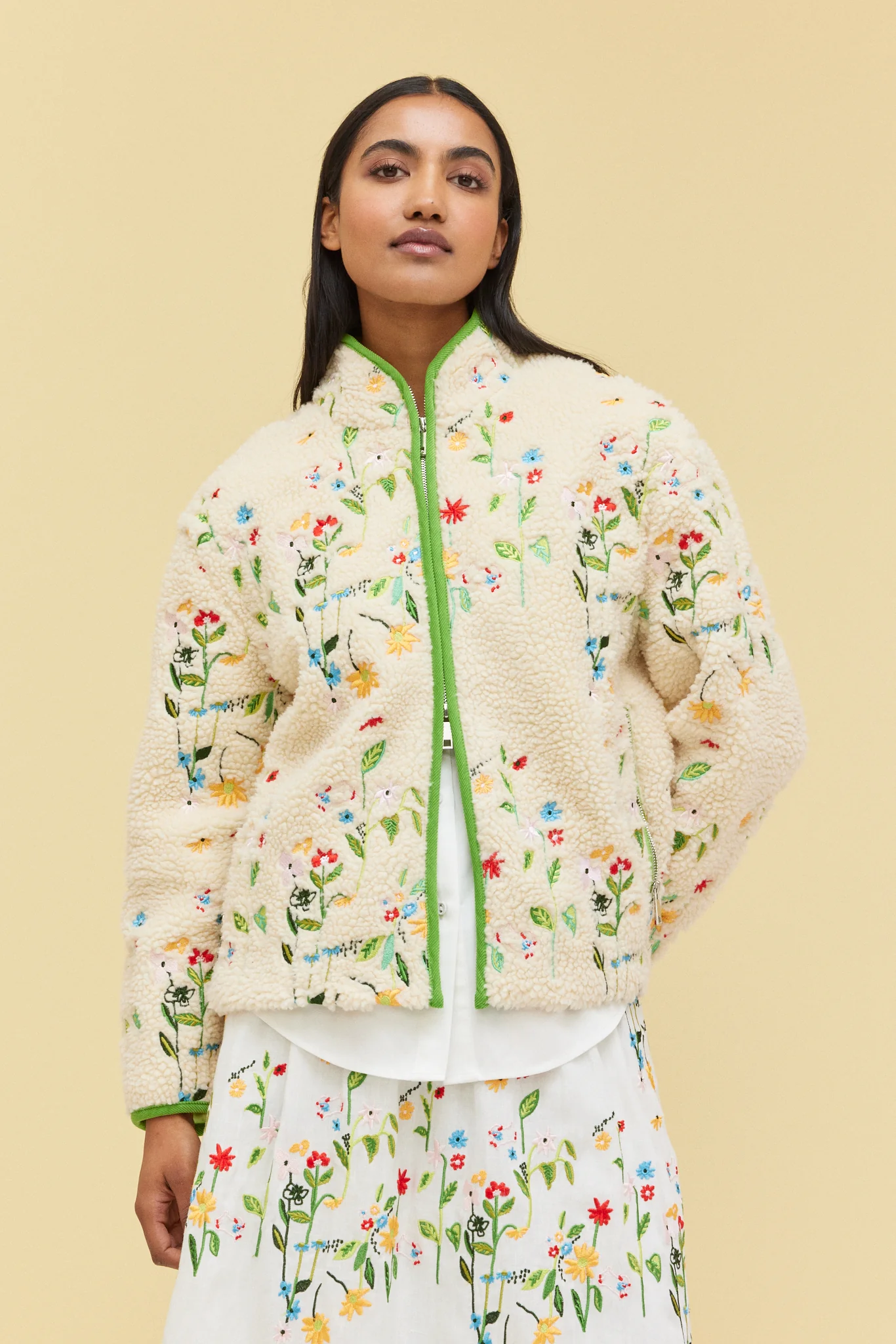 EMBROIDERED FLEECE JACKET - GARDEN - Hercitys