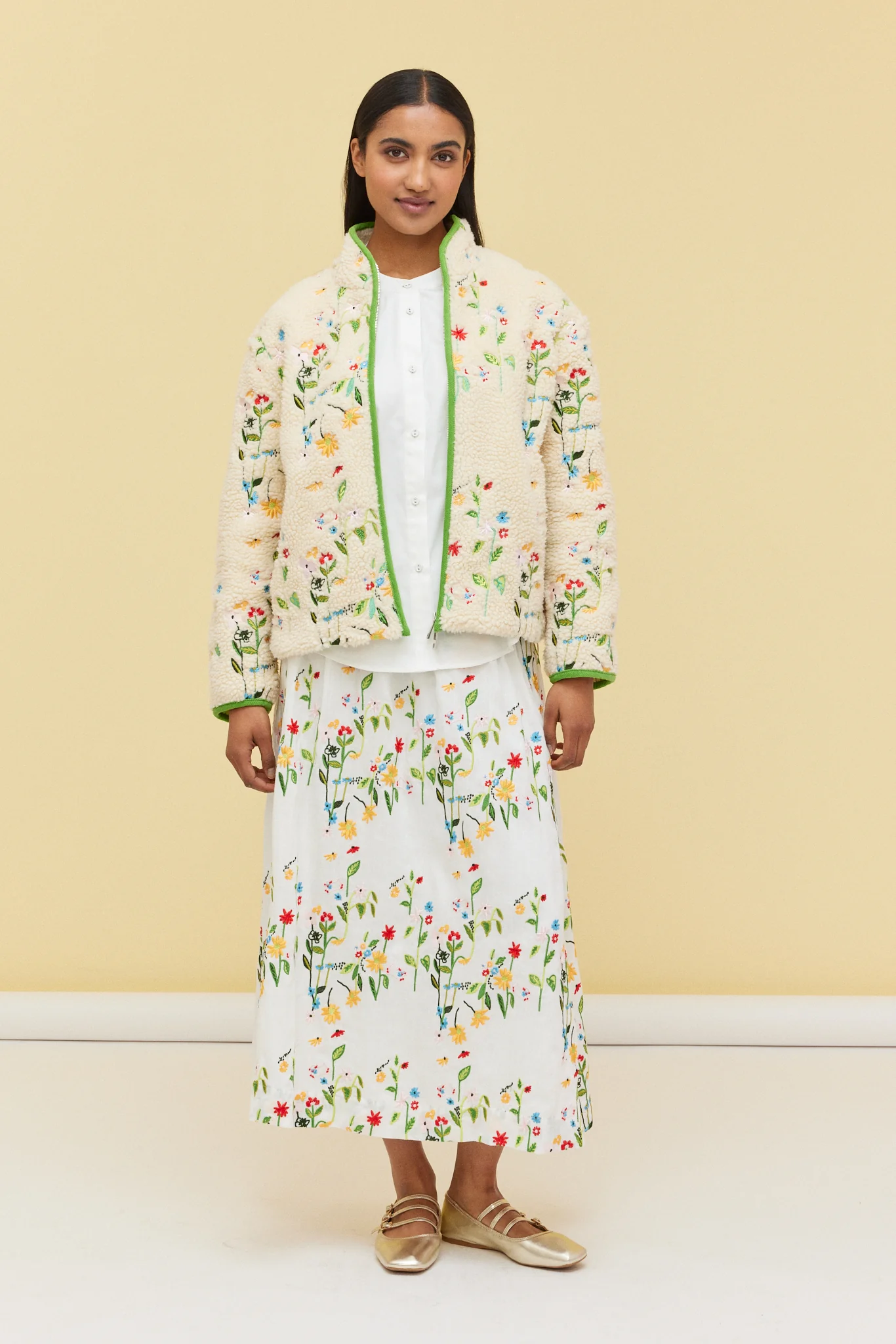 EMBROIDERED FLEECE JACKET - GARDEN - Hercitys