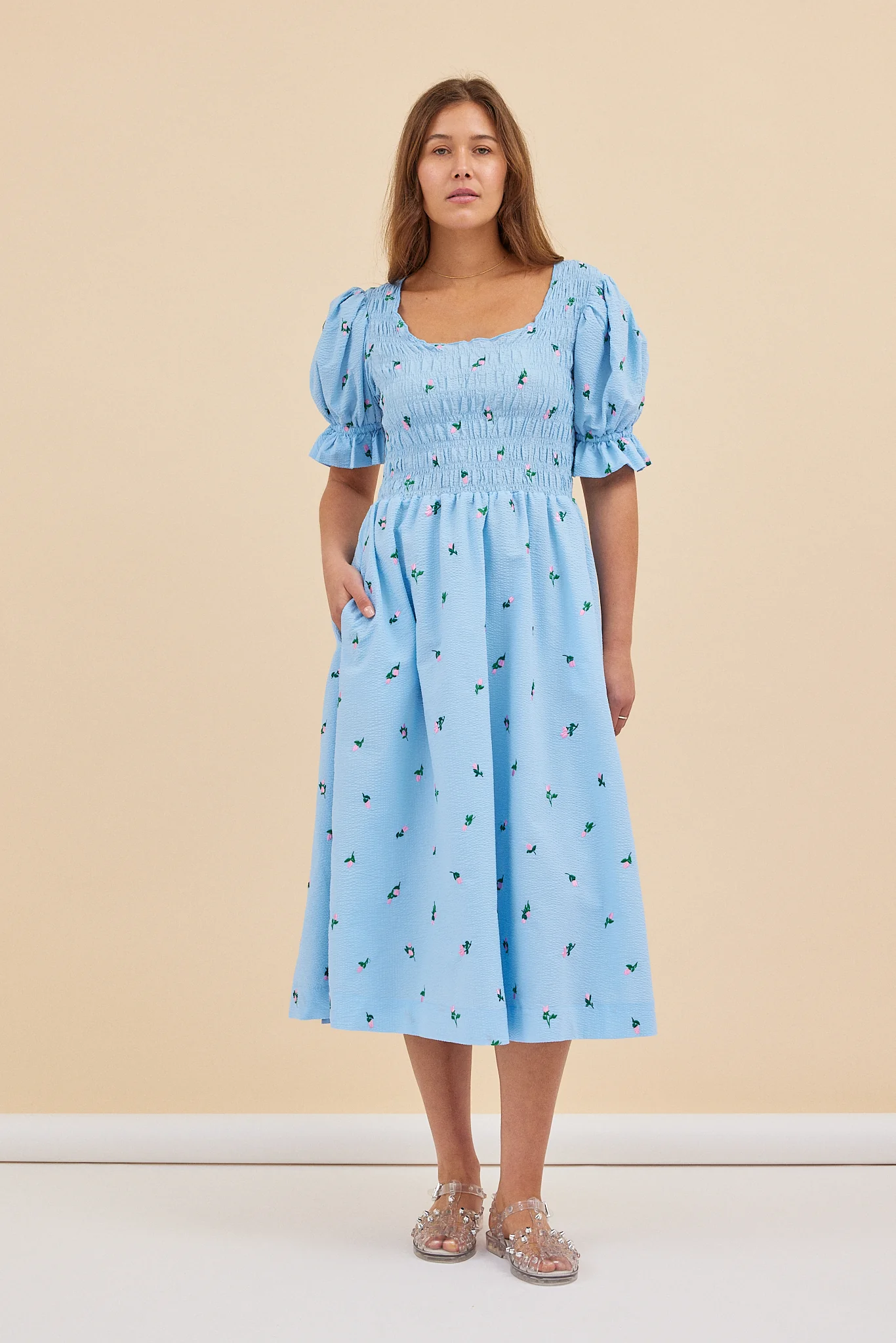 DAPHNE DRESS - BLUE ROSES - Hercitys