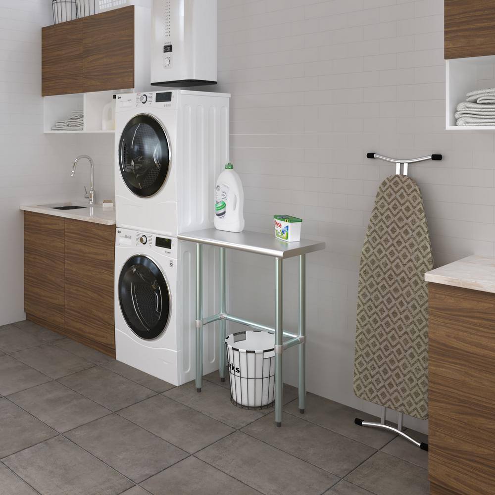 14 in. x 30 in. Stainless Steel Open Base Kitchen Utility Table : Metal Prep Table - Hercitys