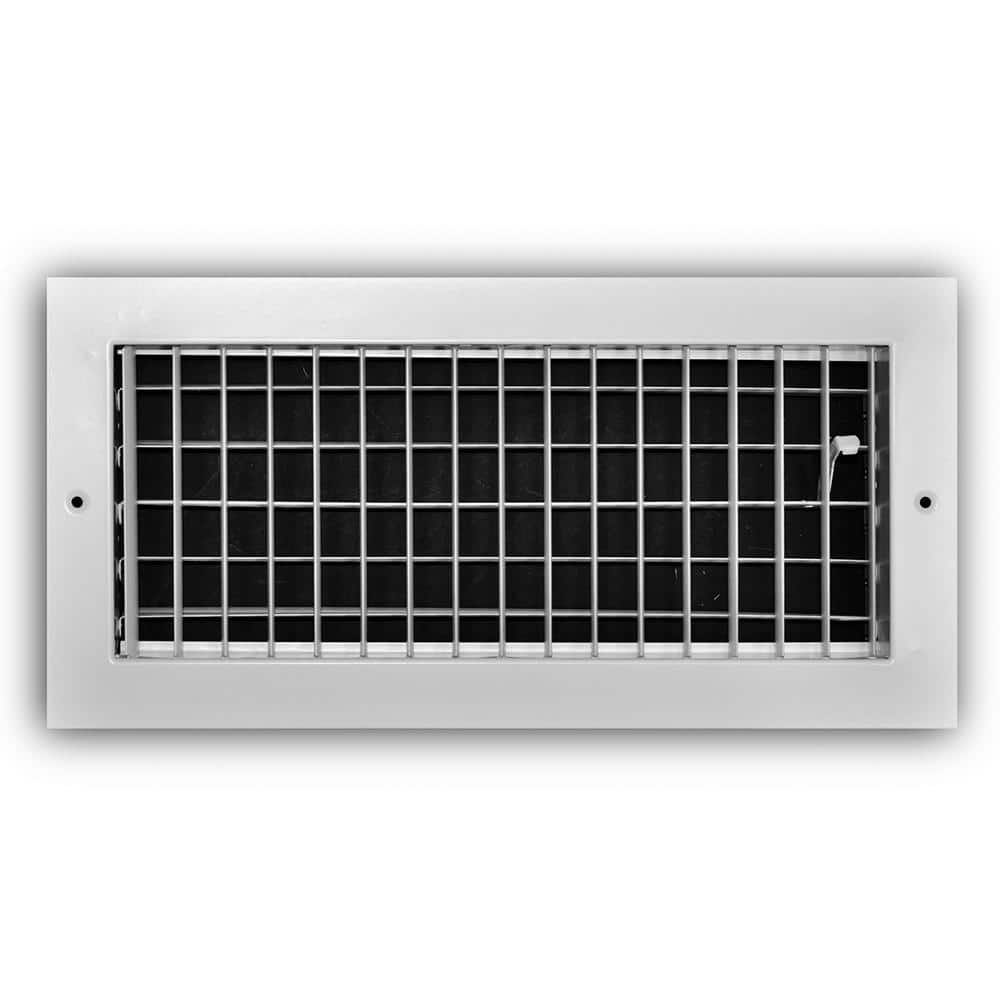 14 in. x 6 in. 1-Way Aluminum Adjustable Wall/Ceiling Register in White - Hercitys