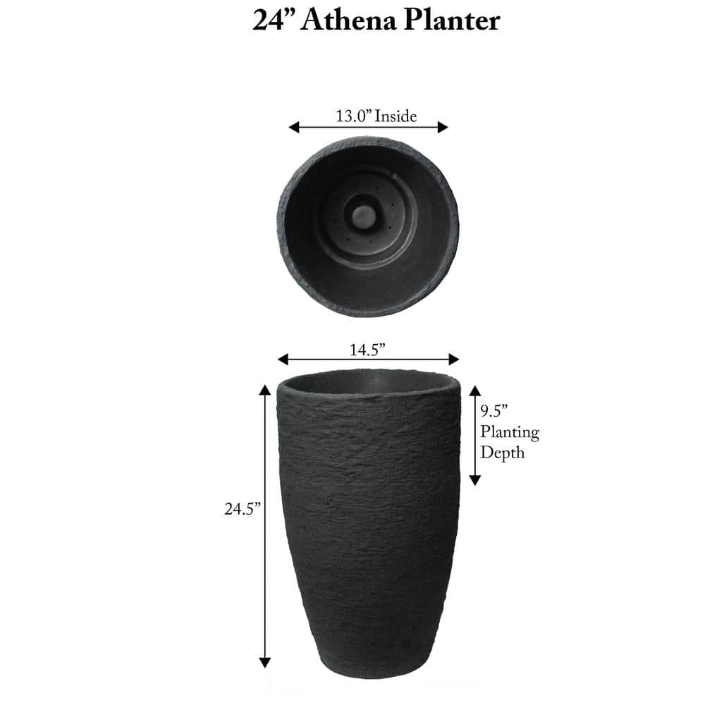 24 in. H x 15 in. W Black 100% Recycled Athena Polyethylene Self-Watering Planter - Hercitys