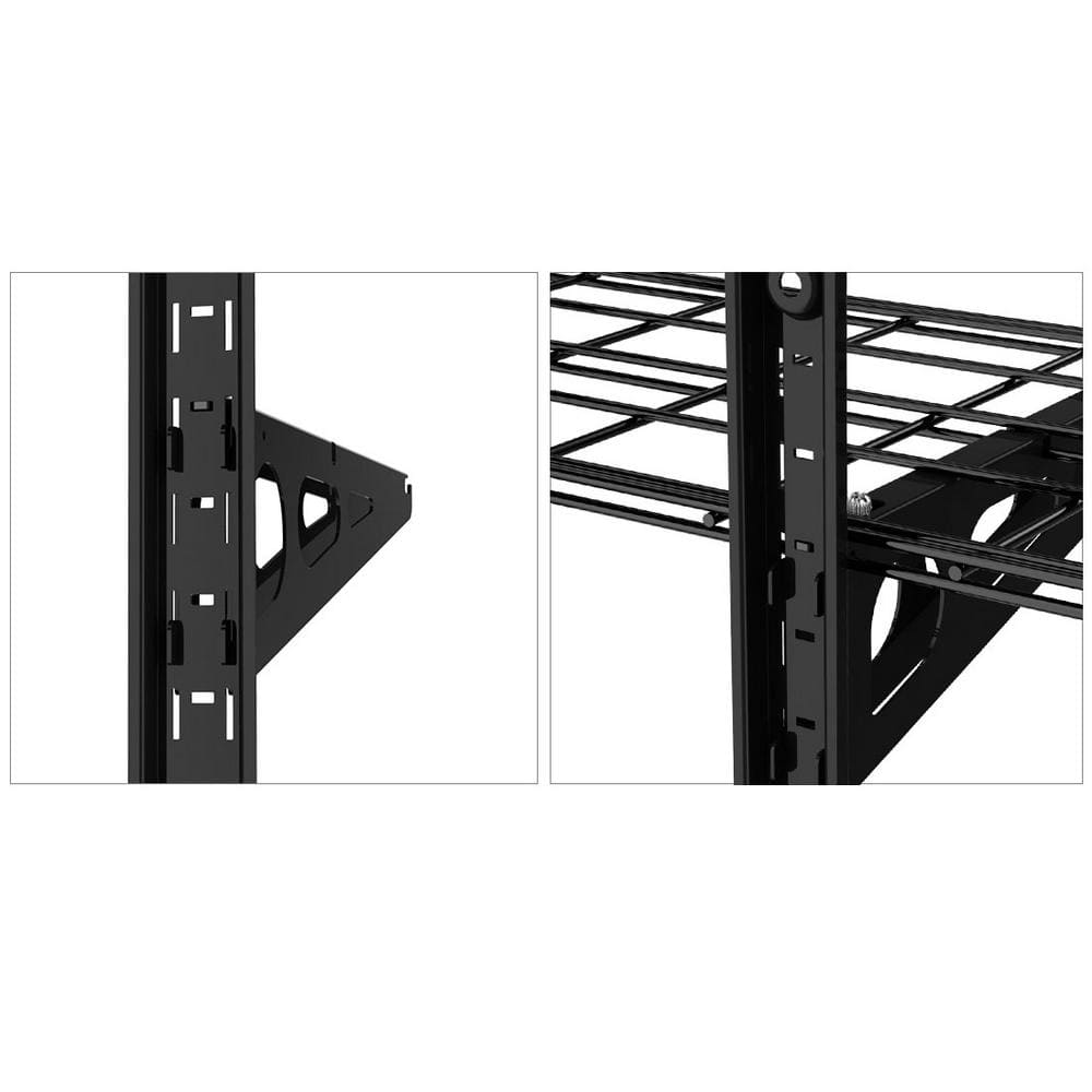 12 in. x 48 in. 3-Tier Adjustable Steel Garage Wall Shelf in Black - Hercitys