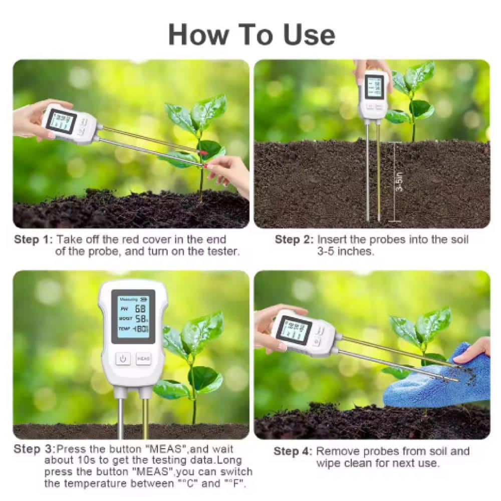 3-in-1 Soil Tester LCD Screen Soil Thermometer PH Temperature Humidity Meter Flower Plant Potted Planting Soil Tester - Hercitys