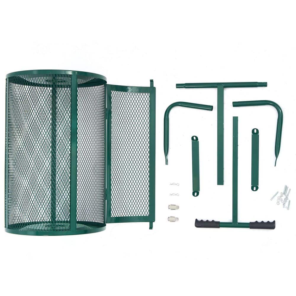 24 in. Compost Peat Moss Spreader, Heavy-Duty Metal Mesh Spreader with Adjustable Handle, Green - Hercitys