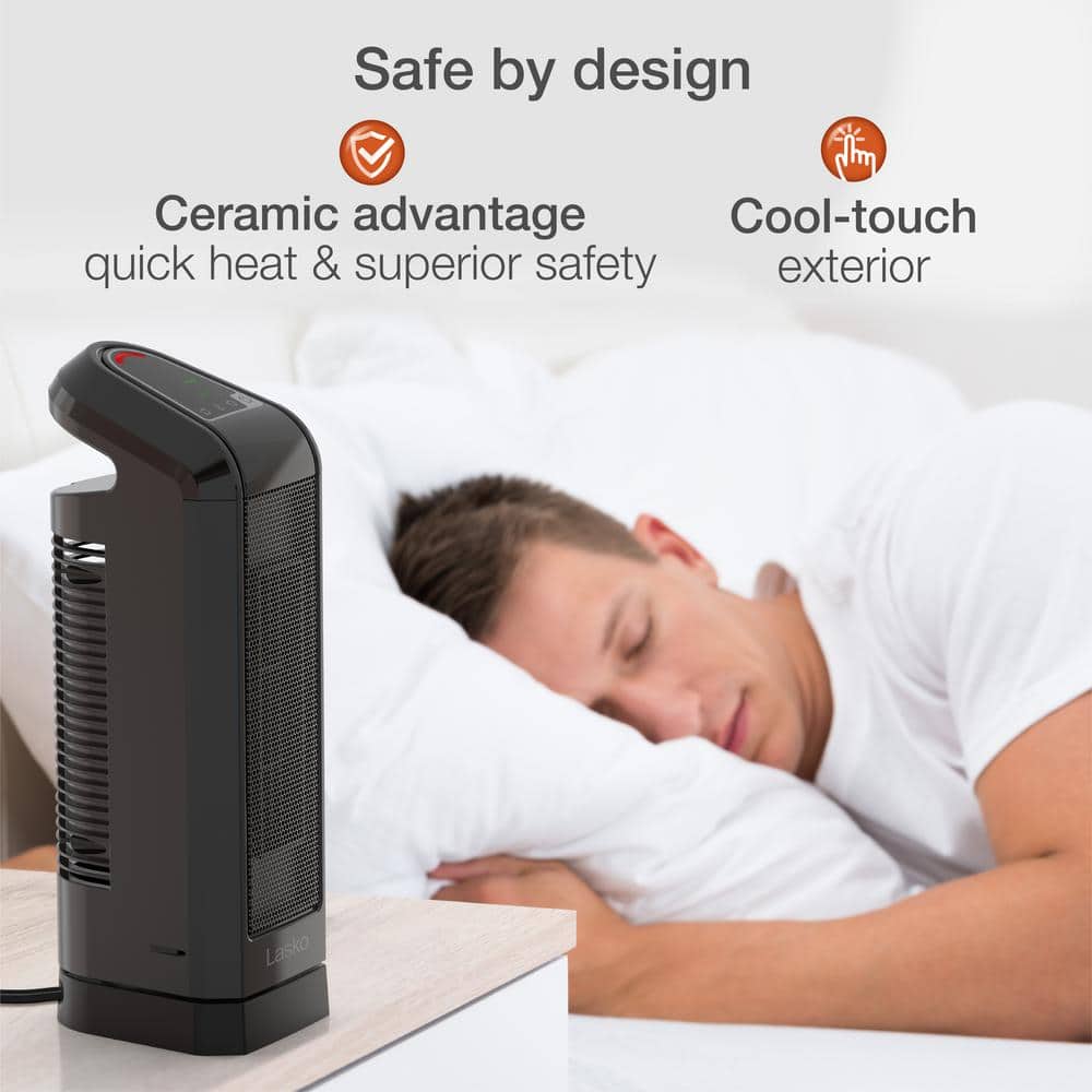 1500-Watt 16 in. Electronic Ceramic Tower Space Heater in Black with Touch Control and Adjustable Thermostat - Hercitys