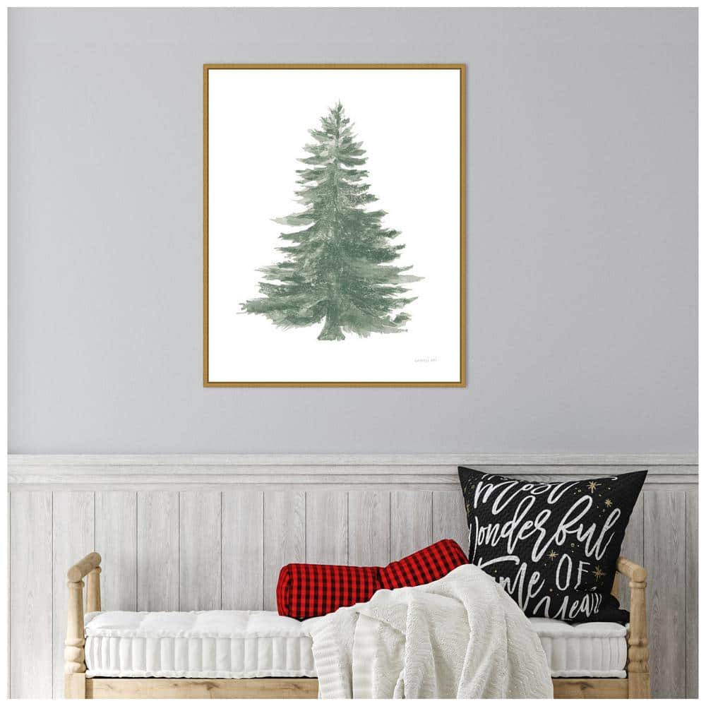 27.75 in. H x 22.5 in. W Floursack Holiday Tree Christmas Holiday Framed Canvas Box Wall Art - Hercitys