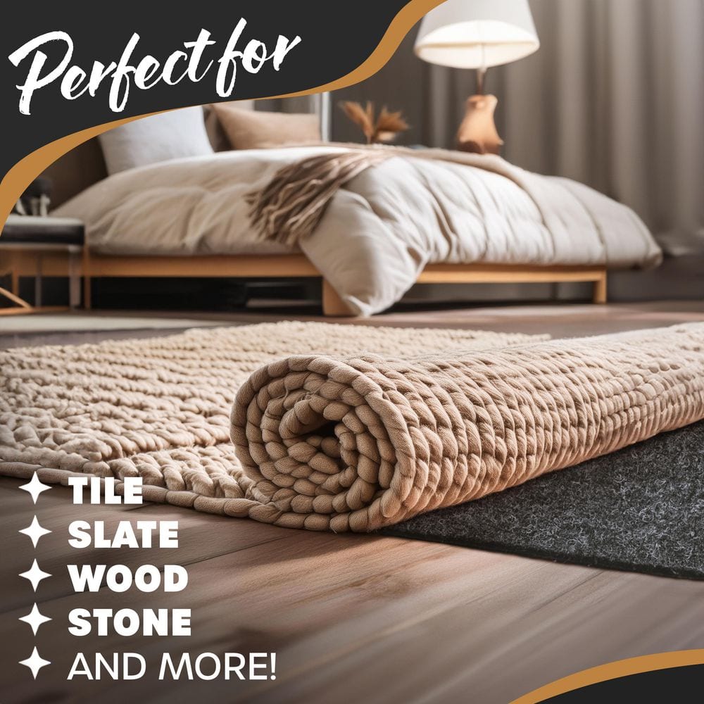 3 ft. x 5 ft. TPO Coated Felt Dual Surface Non-Slip Rug Pad-1/4″ Thick - Hercitys