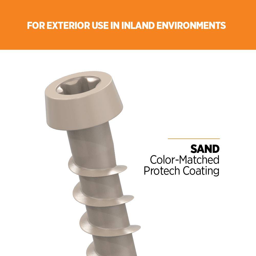 #10 2-1/2 in. Sand Star Drive Trim-Head Composite Deck Screw (100-Count) - Hercitys