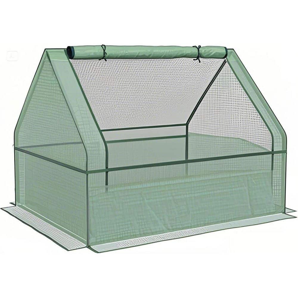 49. 25 in. x 37. 50 in. x 36. 25 in. Metal Raised Garden Bed w/ Mini Greenhouse Galvanized Outdoor PlanterBox with Cover - Hercitys