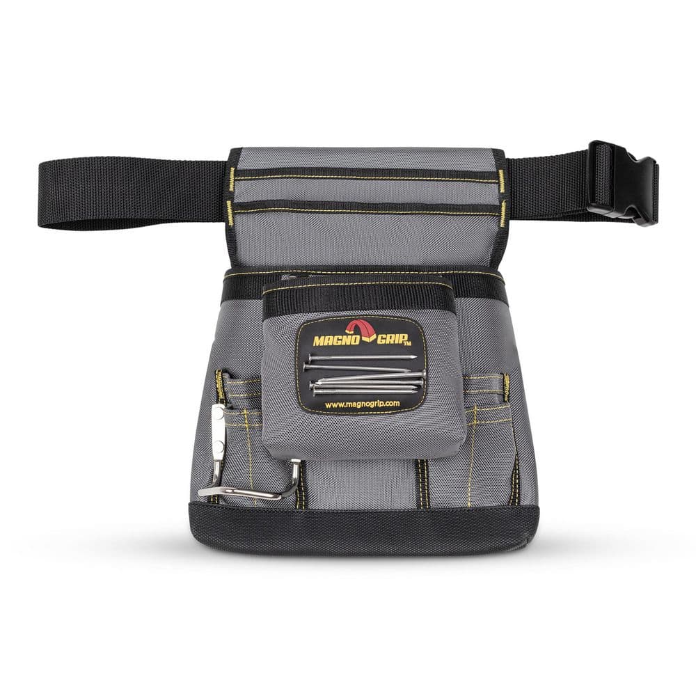 11 in. 10-Pocket Platinum Magnetic Tool Pouch with Belt - Hercitys