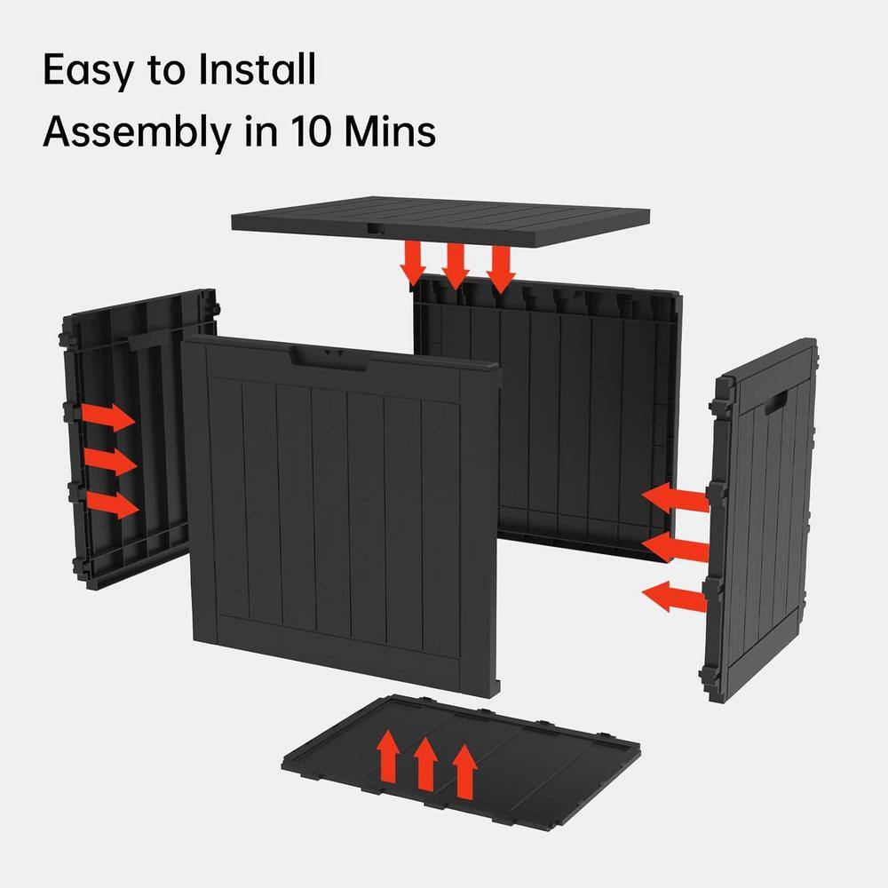 31 Gal. Black Resin Deck Box Weatherproof and UV Resistant - Hercitys