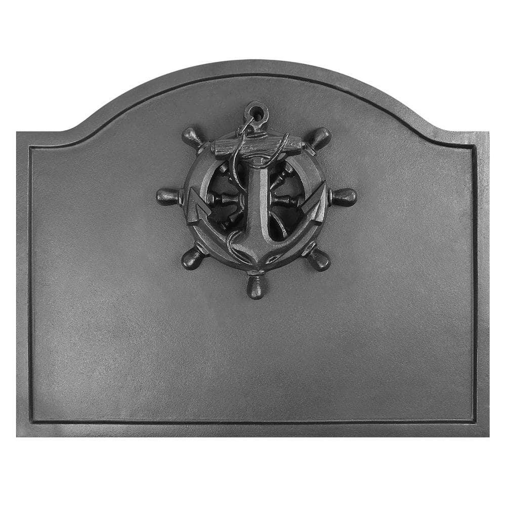 19.5 in. L Black Small Cast Iron Nautical Fireback - Hercitys