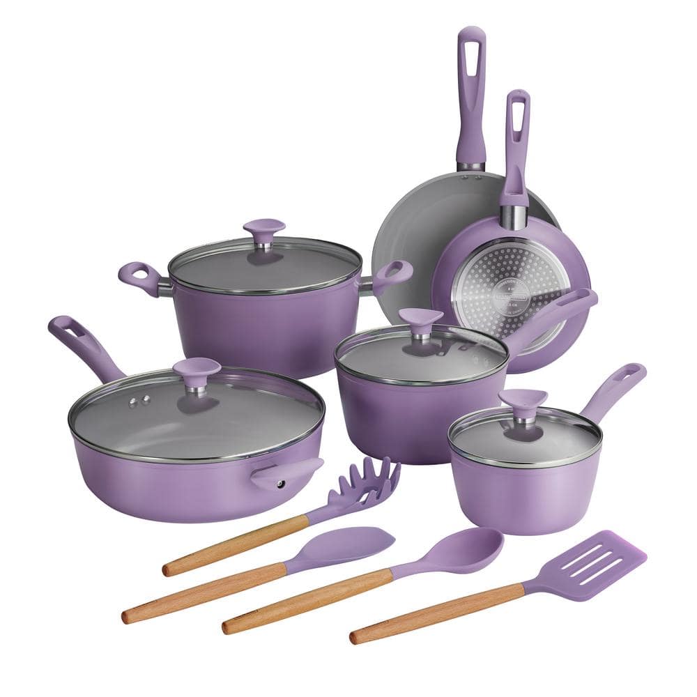 14-Piece Ceramic Cookware Set in Purple - Hercitys
