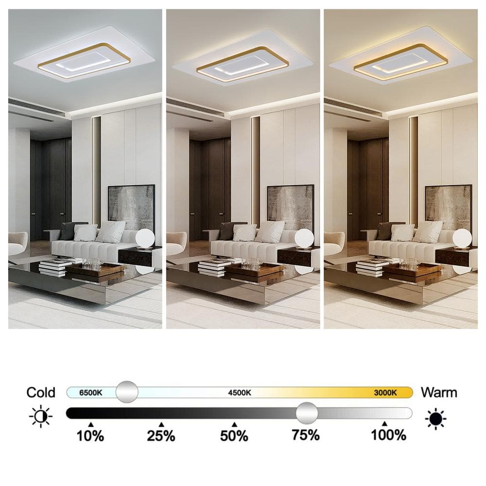 35.43 in. 1-Light White Modern Creative Wave Design Dimmable Selectable LED Flush Mount Ceiling Light with Remote - Hercitys