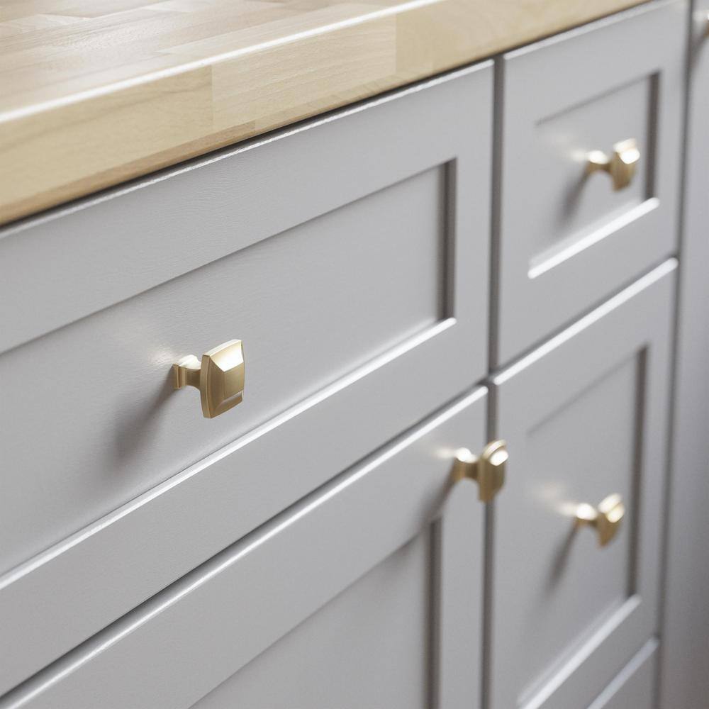 (10-Pack) Scalloped Footing 1-3/16 in. (30 mm) Classic Champagne Bronze Rectangular Cabinet Knobs - Hercitys