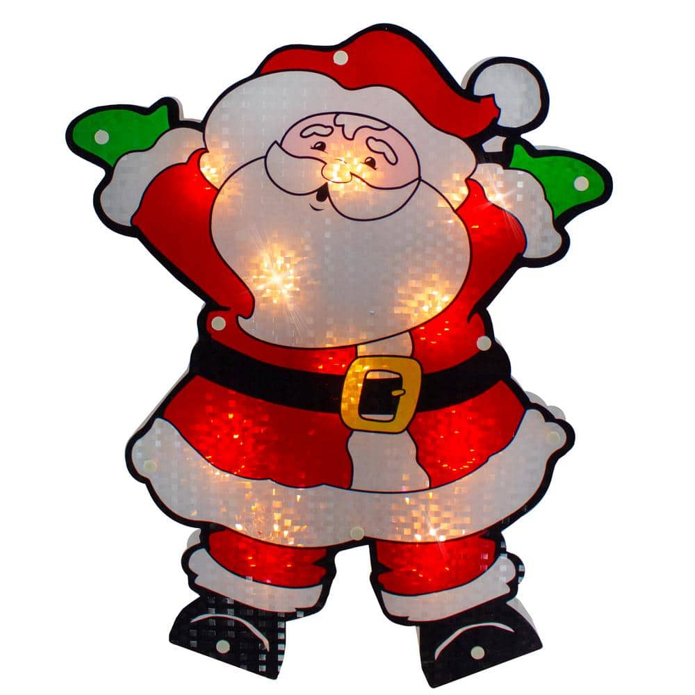 16.25 in. Lighted Holographic Santa Claus Christmas Window Silhouette - Hercitys