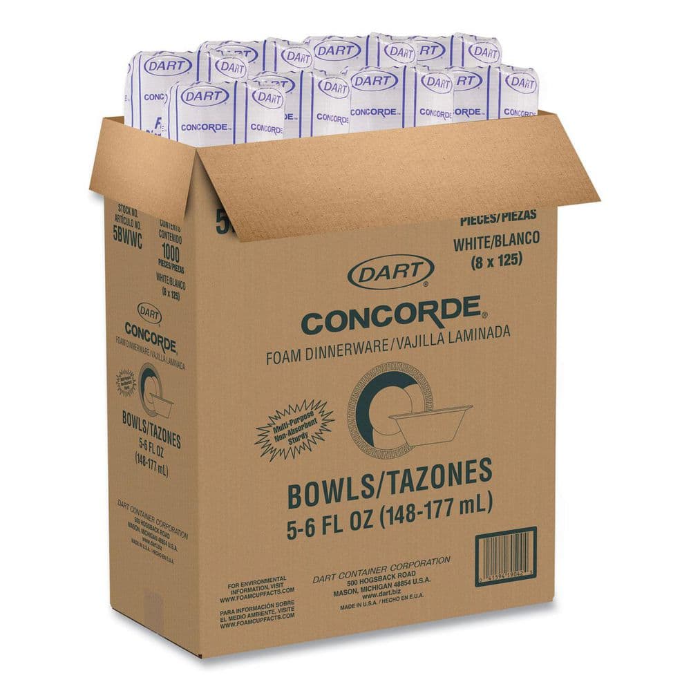 5 oz. White Non-Laminated Disposable Foam Bowls, 125 / Pack, 8 Packs / Carton - Hercitys