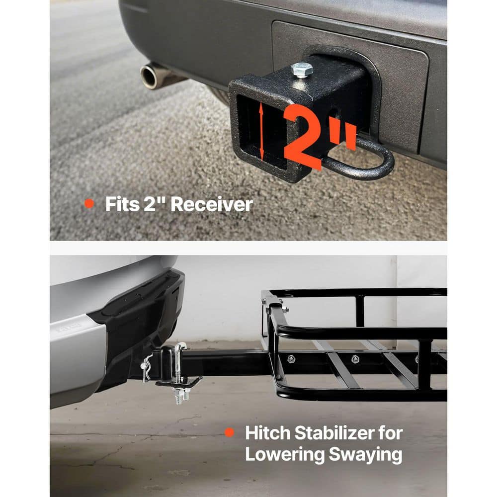 53 in. x 19 in. x 5 in. Hitch Cargo Carrier 500 lbs. Capacity Hitch Cargo Carrier with Hitch Stabilizer , Ratchet Straps - Hercitys