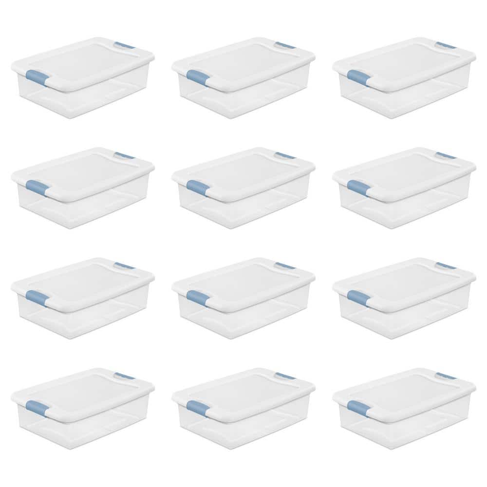 32 qt. Storage Box Stackable Latching Container in Clear (12-Pack) - Hercitys