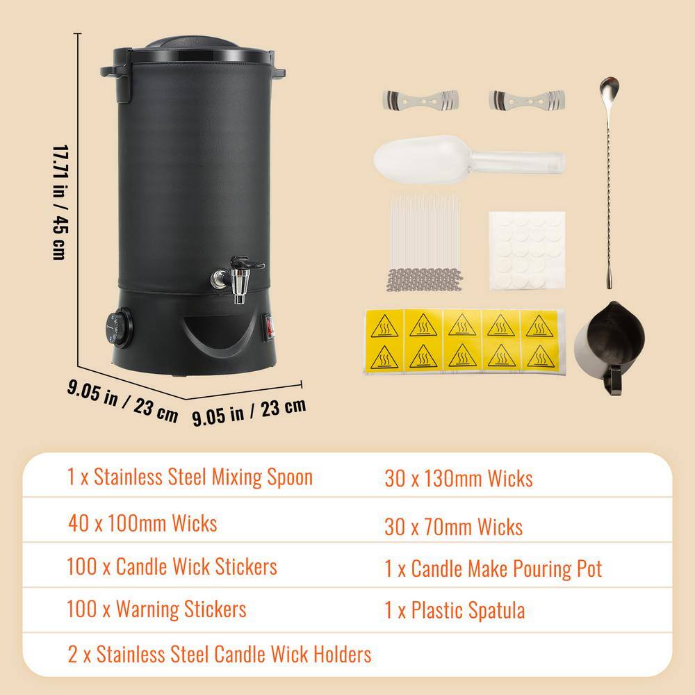 10L Wax Melter for Candle Making, Extra Large Electric Wax Melting Pot, with Easy Pour Spout and 9-level Temp Control - Hercitys