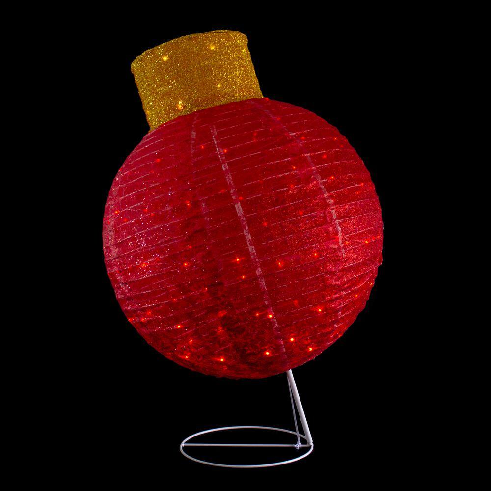 38 in. LED Lighted Twinkling Red Tinsel Ornament Outdoor Christmas Decoration - Hercitys