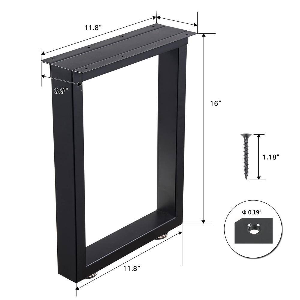 16 in. x 11.8 in. Rectangular Metal Table Legs, Heavy Duty Furniture Legs for Desk, Chair and Bench (2-Pack) - Hercitys