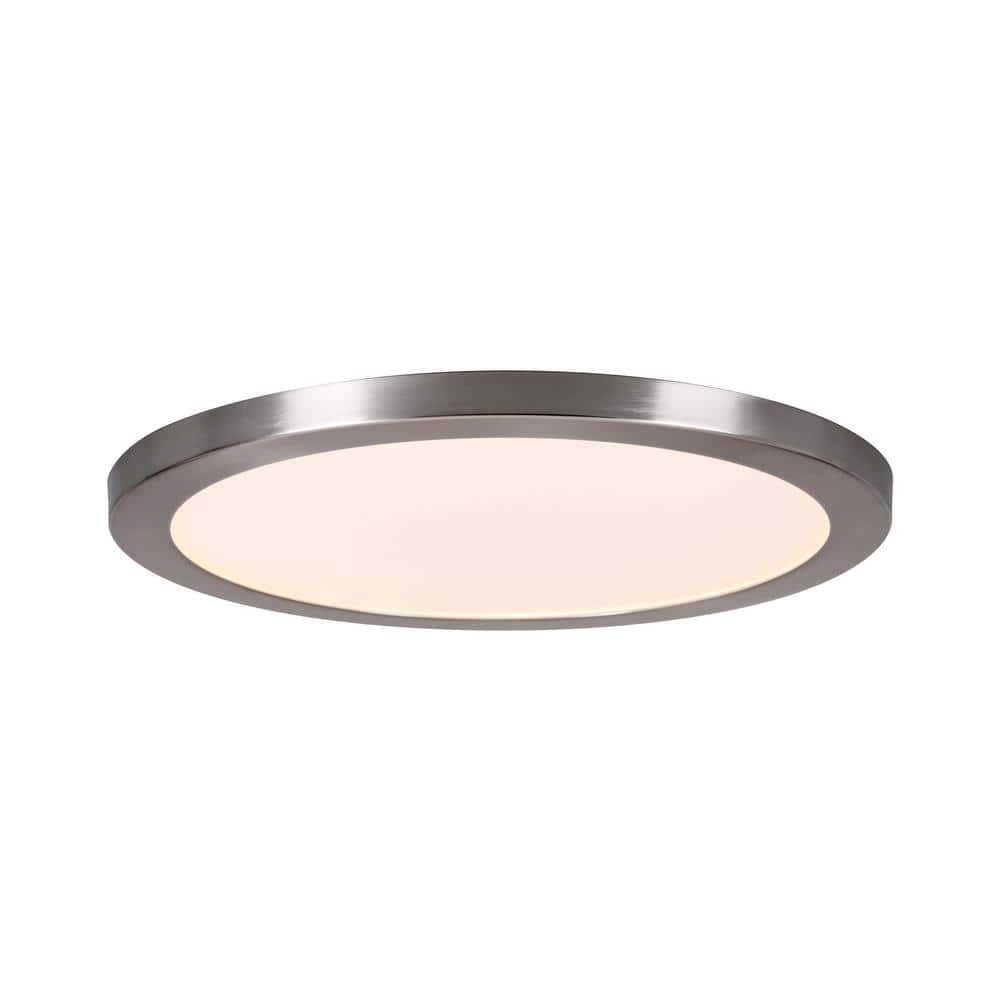 15 in. Brushed Nickel New Ultra-Low Profile Integrated LED Flush Mount 5CCT (2-Pack) - Hercitys