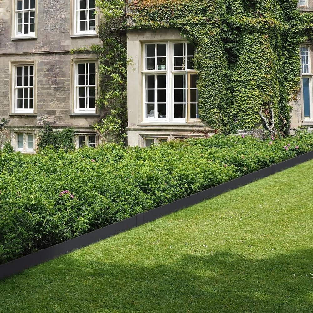 40 in. x 8 in. Black Rustic Hammer-in Edging Border Steel Garden Edging Borders Landscape Edging for Yard (4-pack Kit) - Hercitys