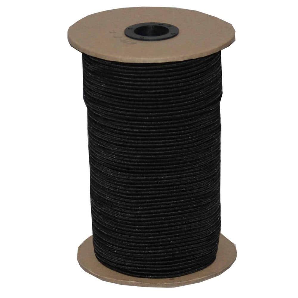 1/4 in. x 500 ft. Black Elastic Bungee Shock Cord - Hercitys