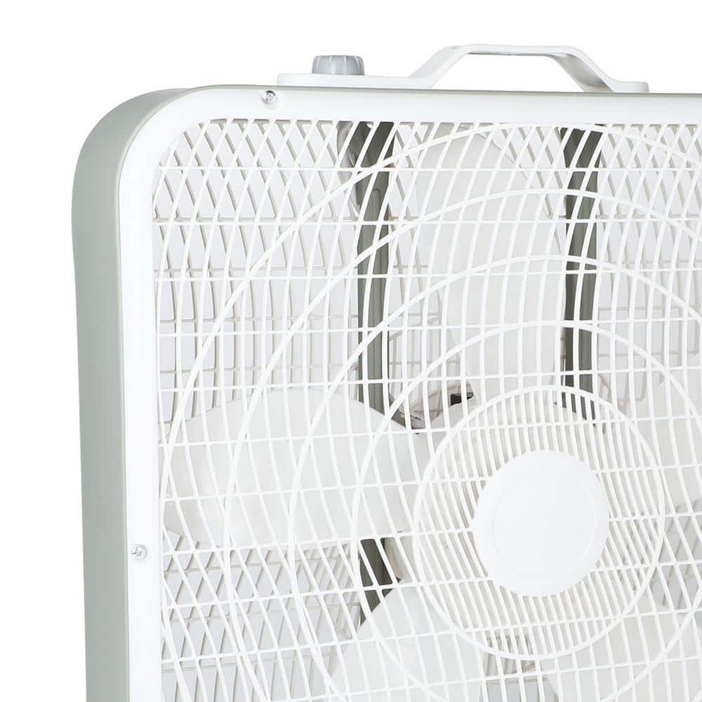 20.9 in. 3-Speed Cooling Table Fan Box Fan with Convenient Carry Handle and Safety Grills in White - Hercitys
