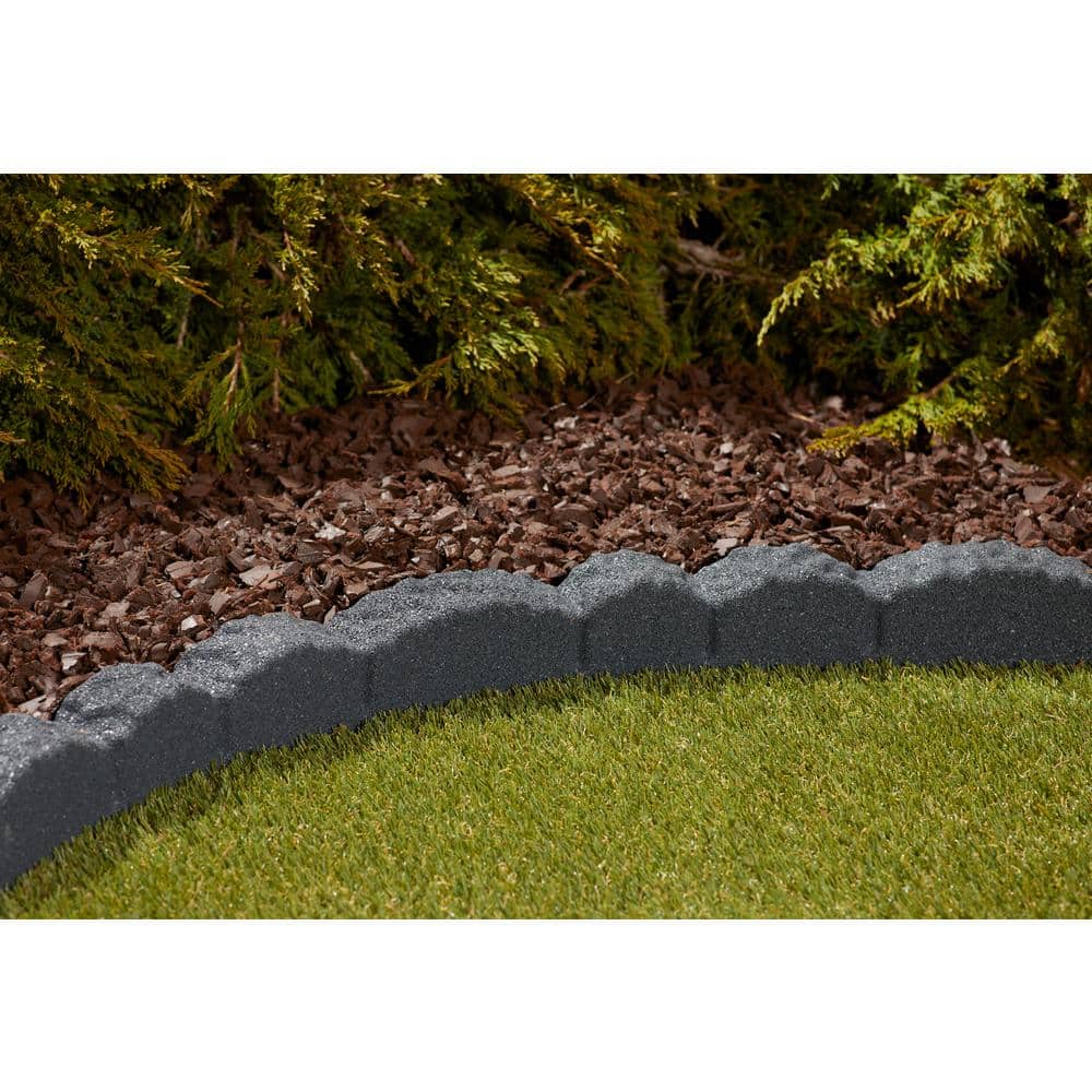 48 in. x 2 in. x 3 in. Gray Scallop Rubber Landscape Edging (4-Pack) - Hercitys