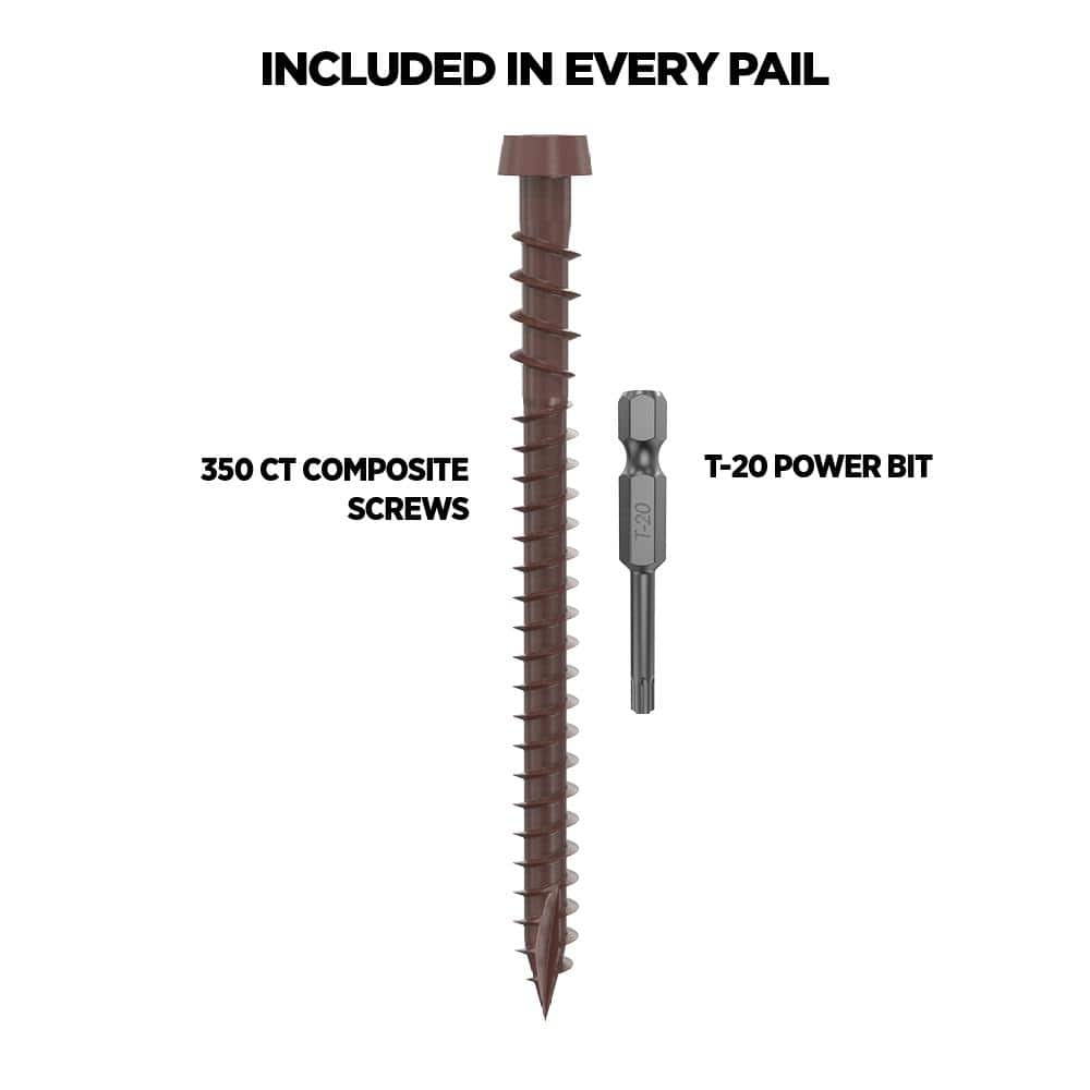 #10 2-1/2 in. Brown Star Drive Trim-Head Composite Deck Screw (350-Count) - Hercitys
