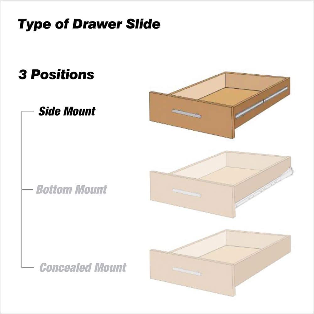 (Pair) 22 in. (559 mm) Full Extension Side Mount Ball Bearing Drawer Slide - Hercitys