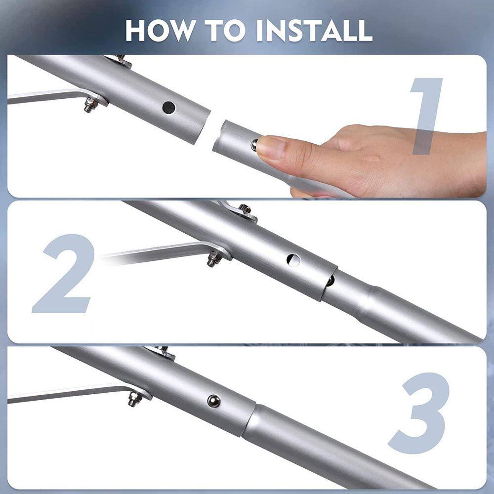 238 in. Silver Retractable Aluminum Snow Rake, Light Roof WITH 25 in. Blades, Snow Removal Tools - Hercitys