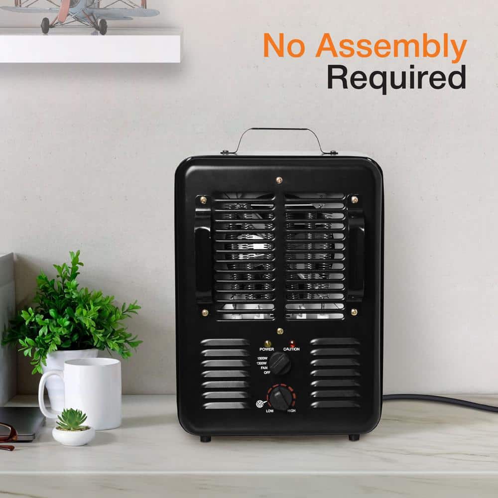 1500W Milkhouse Utility Heater Electric in Black - Hercitys