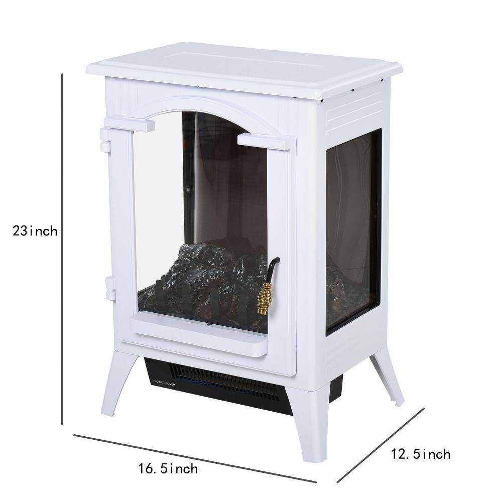 16.5 in. Freestanding Electric Fireplace Stove Electric Fireplace Heater in Cream White with Overheating Protection - Hercitys