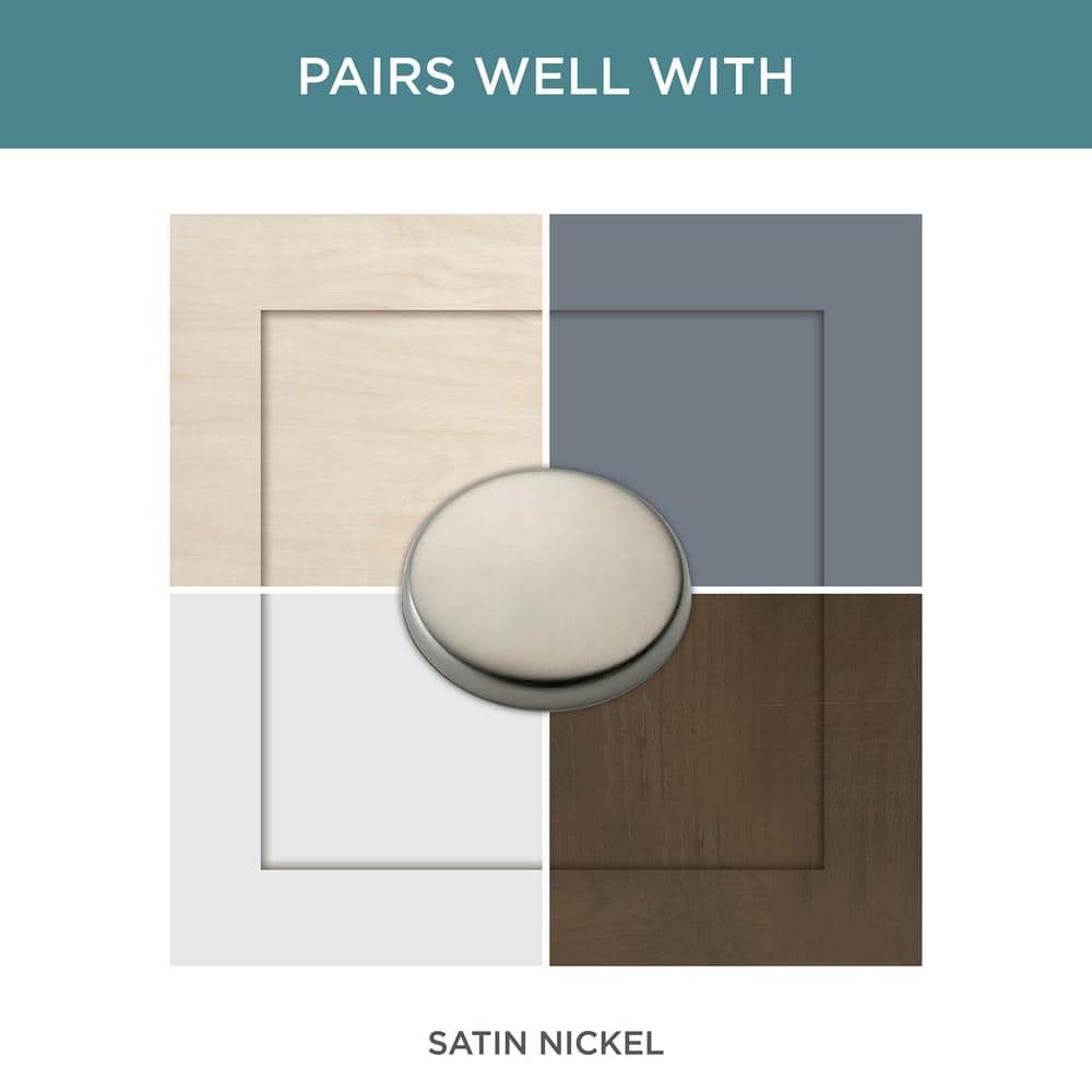 10-Pack Art Deco Streamline Round 1-3/16 in. (30 mm) Modern Satin Nickel Cabinet Knobs - Hercitys