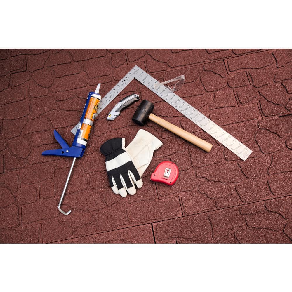 24 in. x 12 in. x 5/8 in. Red Interlocking Dual-Sided Rubber Paver (9-Pack) - Hercitys