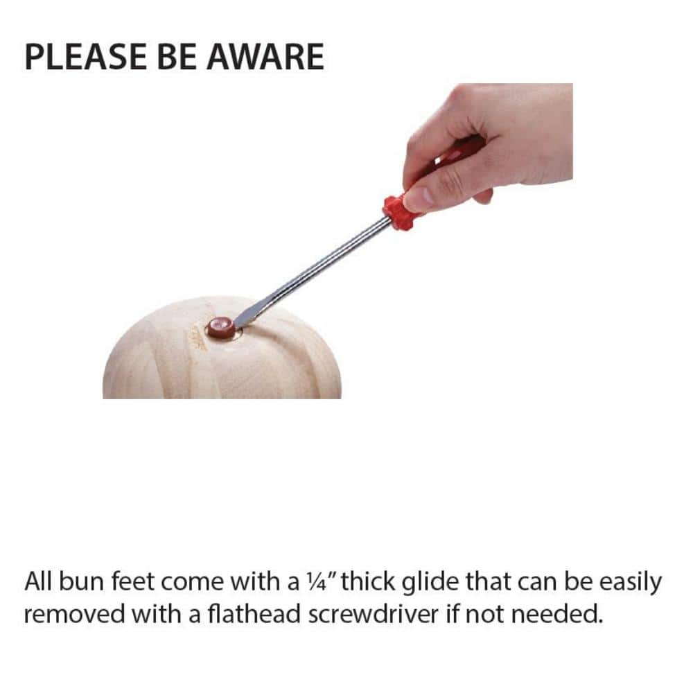 4 in. x 4-7/8 in. Unfinished Solid Hardwood Round Bun Foot - Hercitys