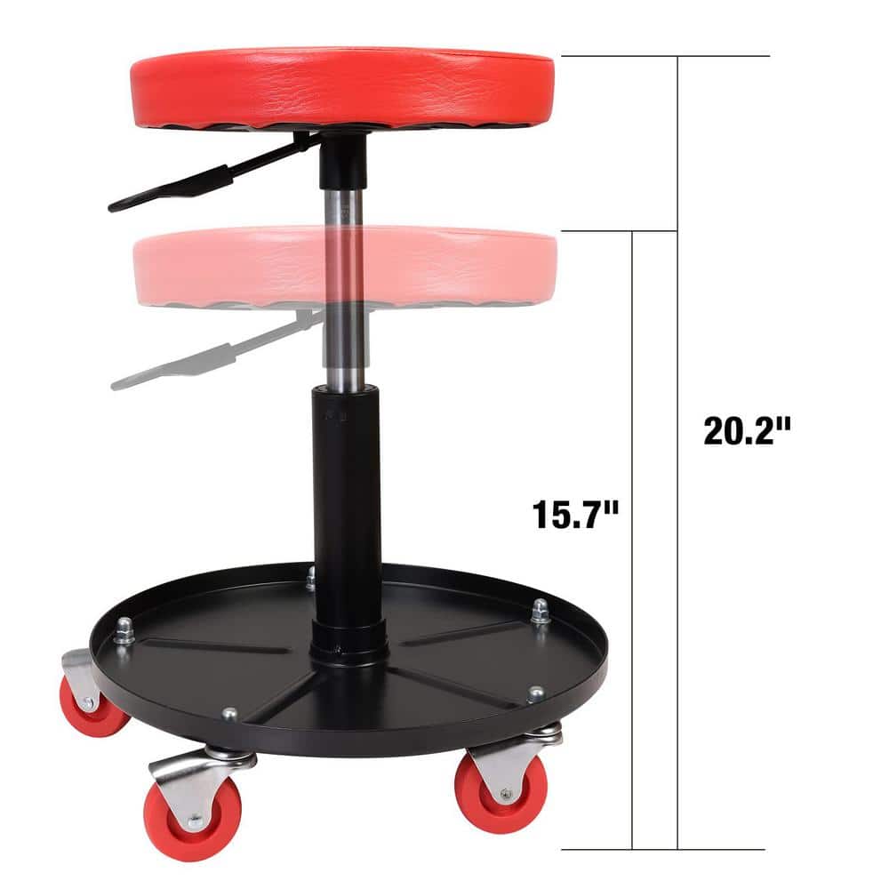 250 lbs. 15 in. L Pneumatic Rolling Mechanic Creeper Seat with Tool Tray - Hercitys