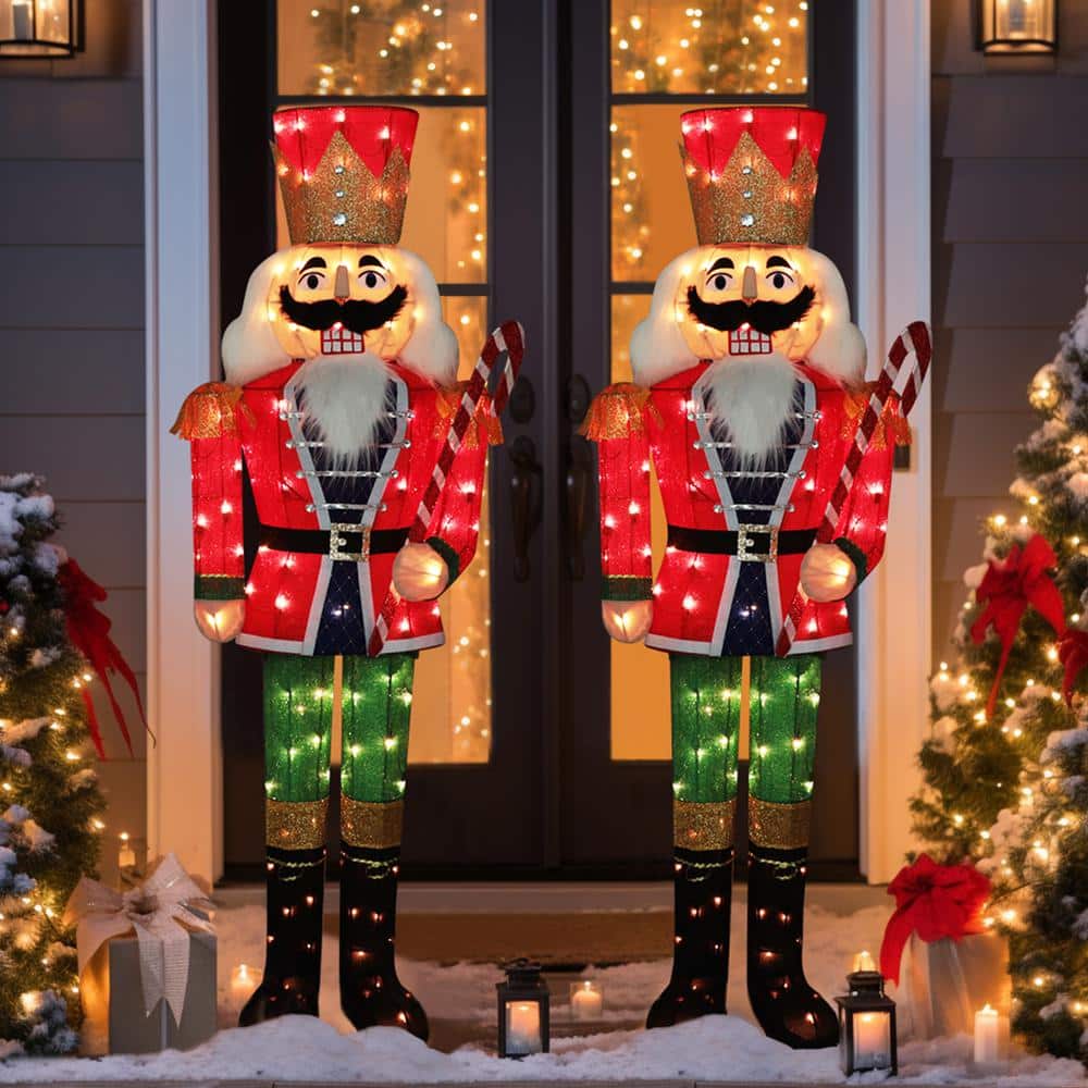 5 ft. 3D Nutcracker Outdoor Christmas Holiday Yard Decoration Warm White Light - Hercitys