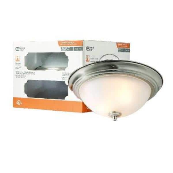 13 in. 2-Light Brushed Nickel Flush Mount (8-Pack) - Hercitys
