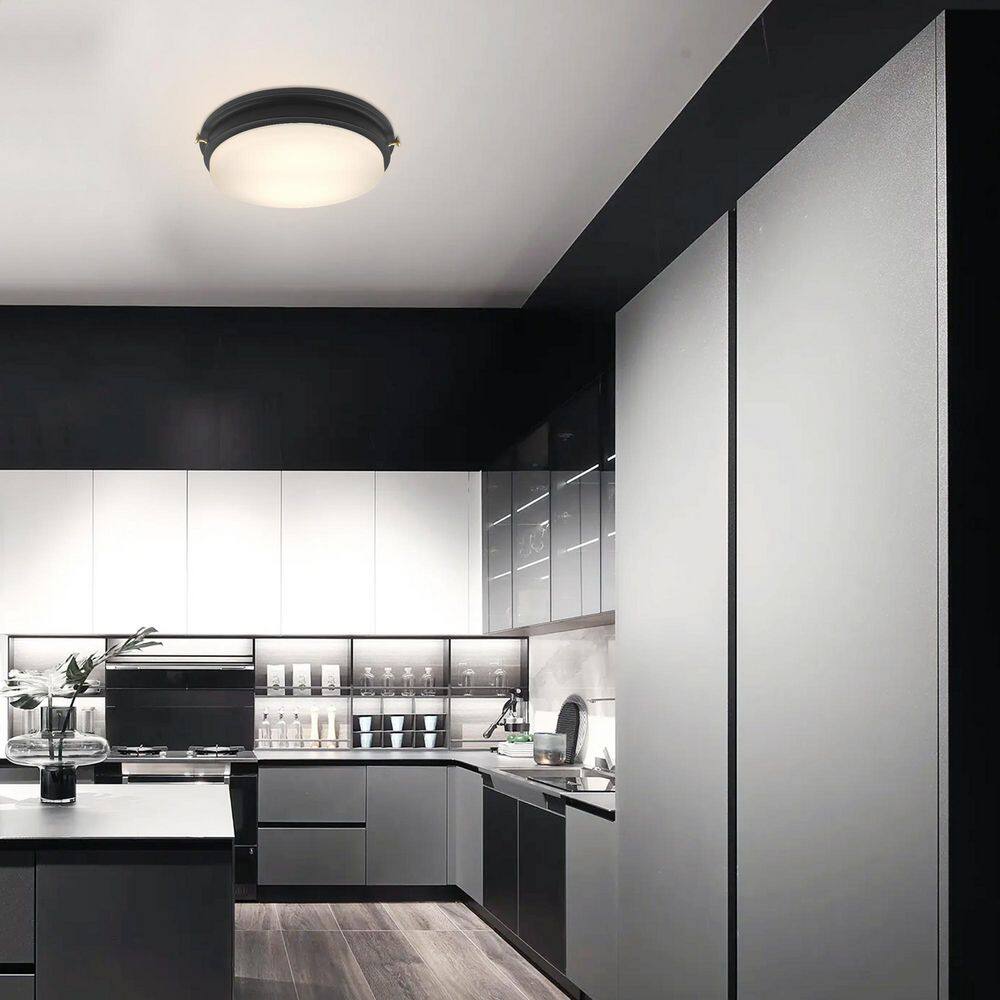 14 in. Dimmable LED Flush Mount, 1200 Lumen, 4000K Natural White Ceiling Light Fixture with Glass Shade - Hercitys