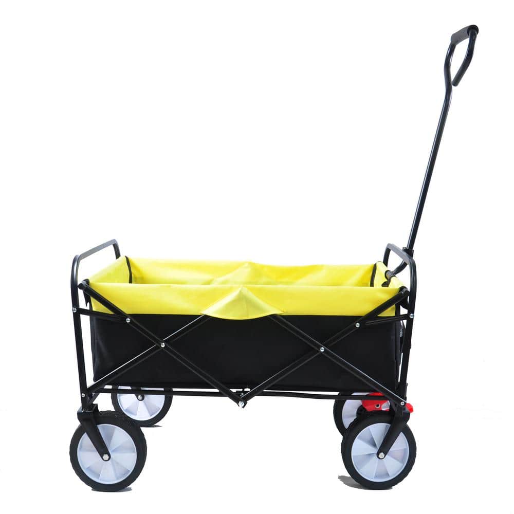 3.6 cu. ft. Oxford Fabric Steel Frame Wagon Heavy-Duty Folding Portable Hand Garden Cart with Universal Wheels in Black - Hercitys