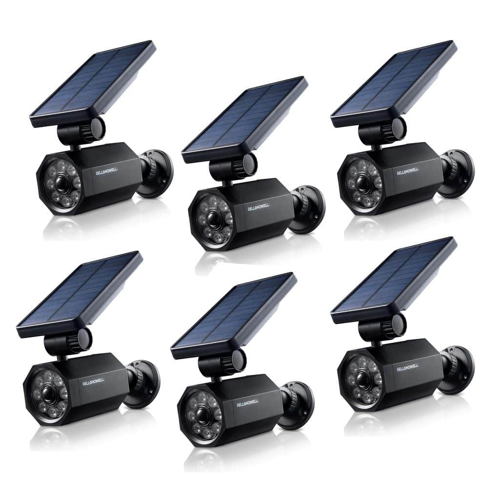 4-Watt Solar Powered Black Motion Activated Outdoor Integrated LED Bionic Spotlight Flood Light (6-Pack) - Hercitys