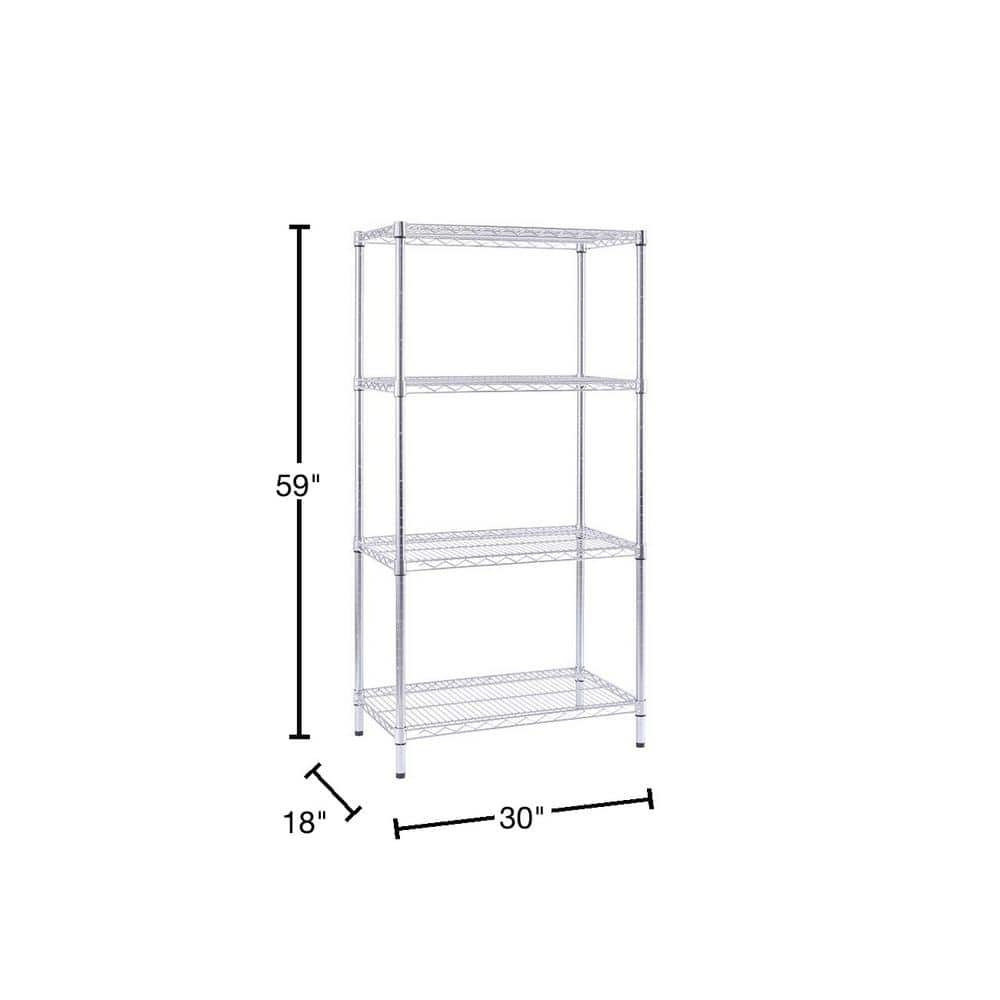4 Tier Commercial Chrome Shelving Unit 18 in. x 30 in. x 59 in. - Hercitys