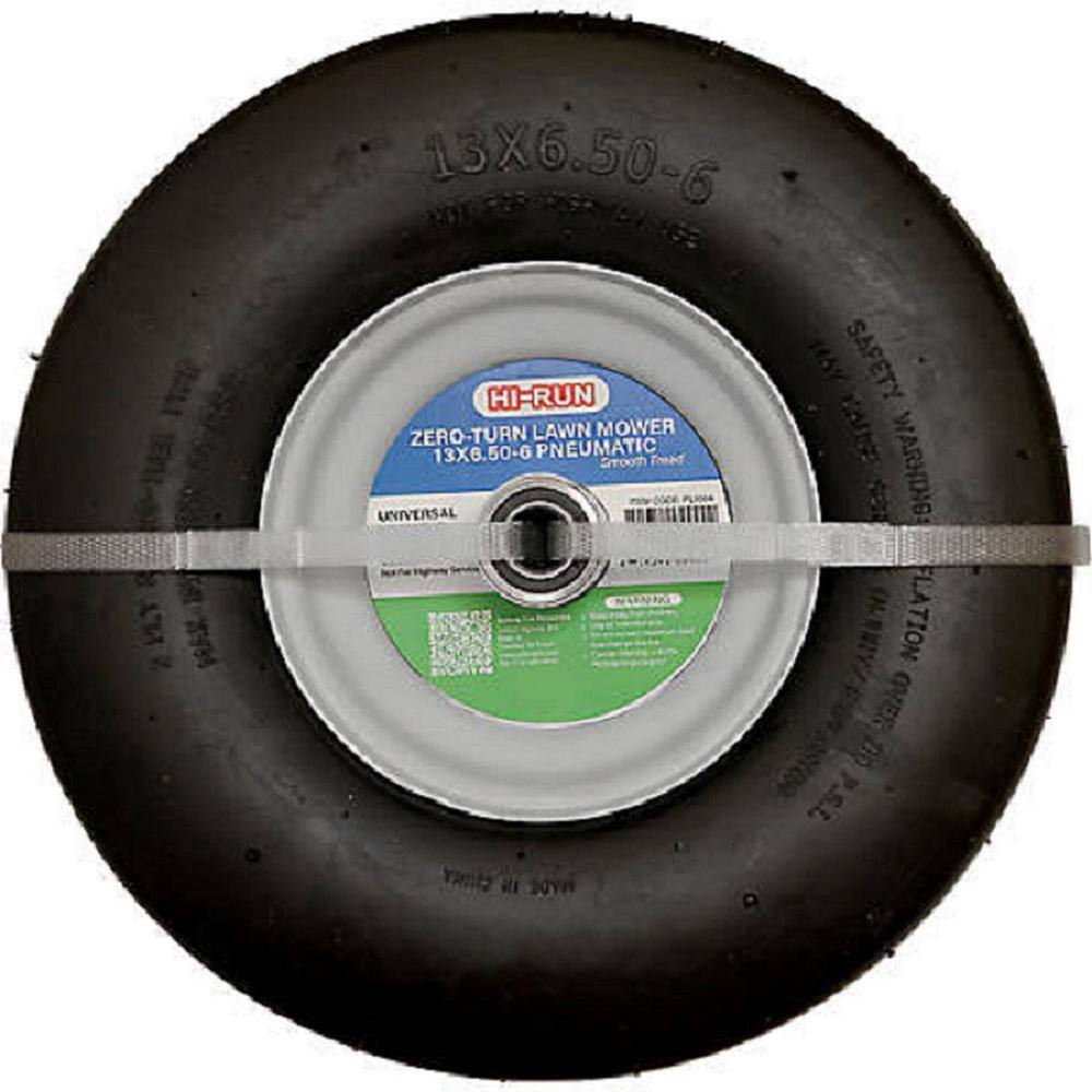 13 x 6.50-6 2PR Universal Smooth Pneumatic Tube Tire Assembly (3/4 in. and 5/8 in.) - Hercitys