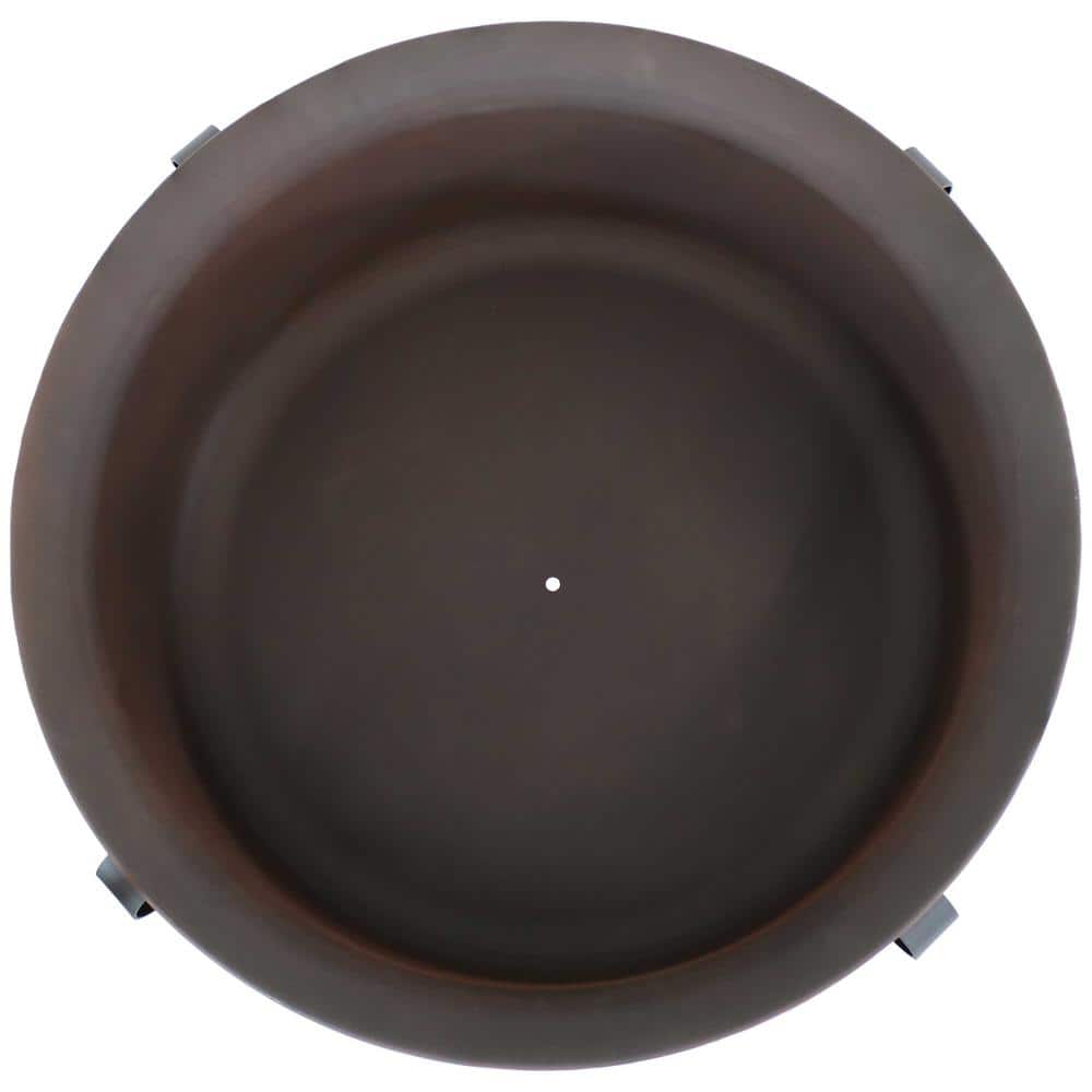 29 in. Round Steel Wood Burning Fire Pit with Cauldron Style and Spark Screen Set in Bronze - Hercitys