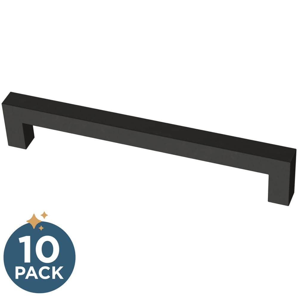 10-Pack Simple Modern Square 6-5/16 in. (160 mm) Modern Matte Black Cabinet Drawer Pulls - Hercitys
